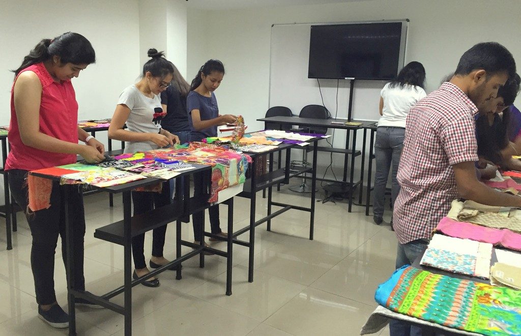 Designer wear fabric display at JD Institute Of Fashion Technology