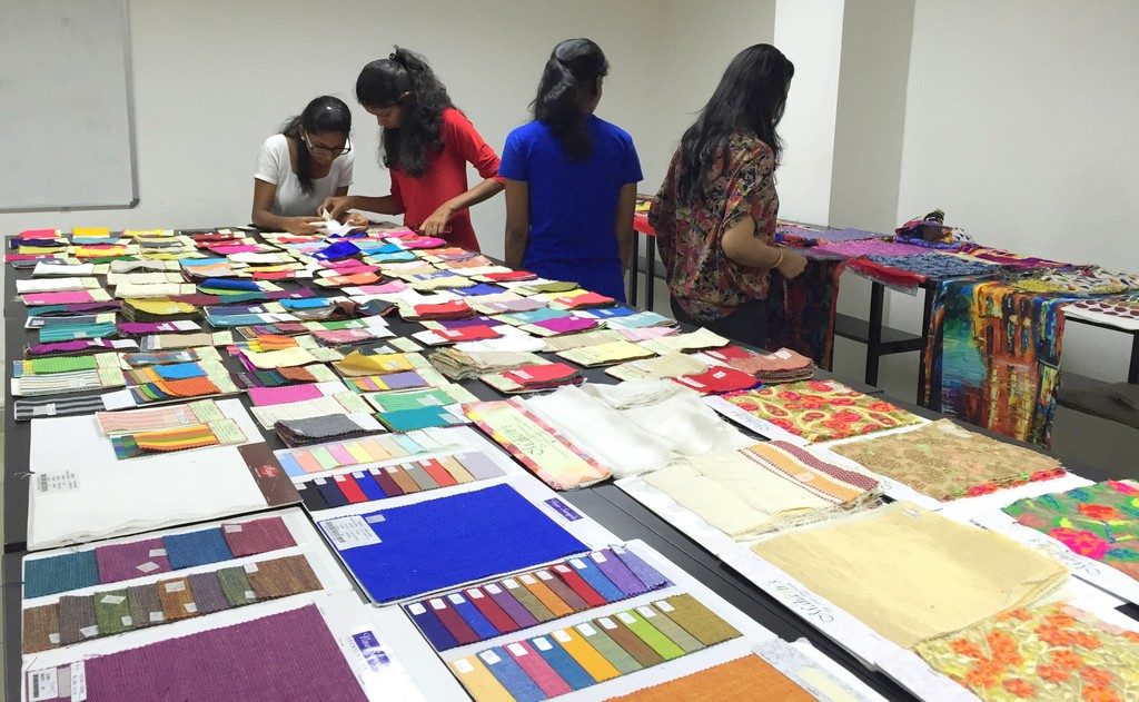 Designer wear fabric display at JD Institute Of Fashion Technology