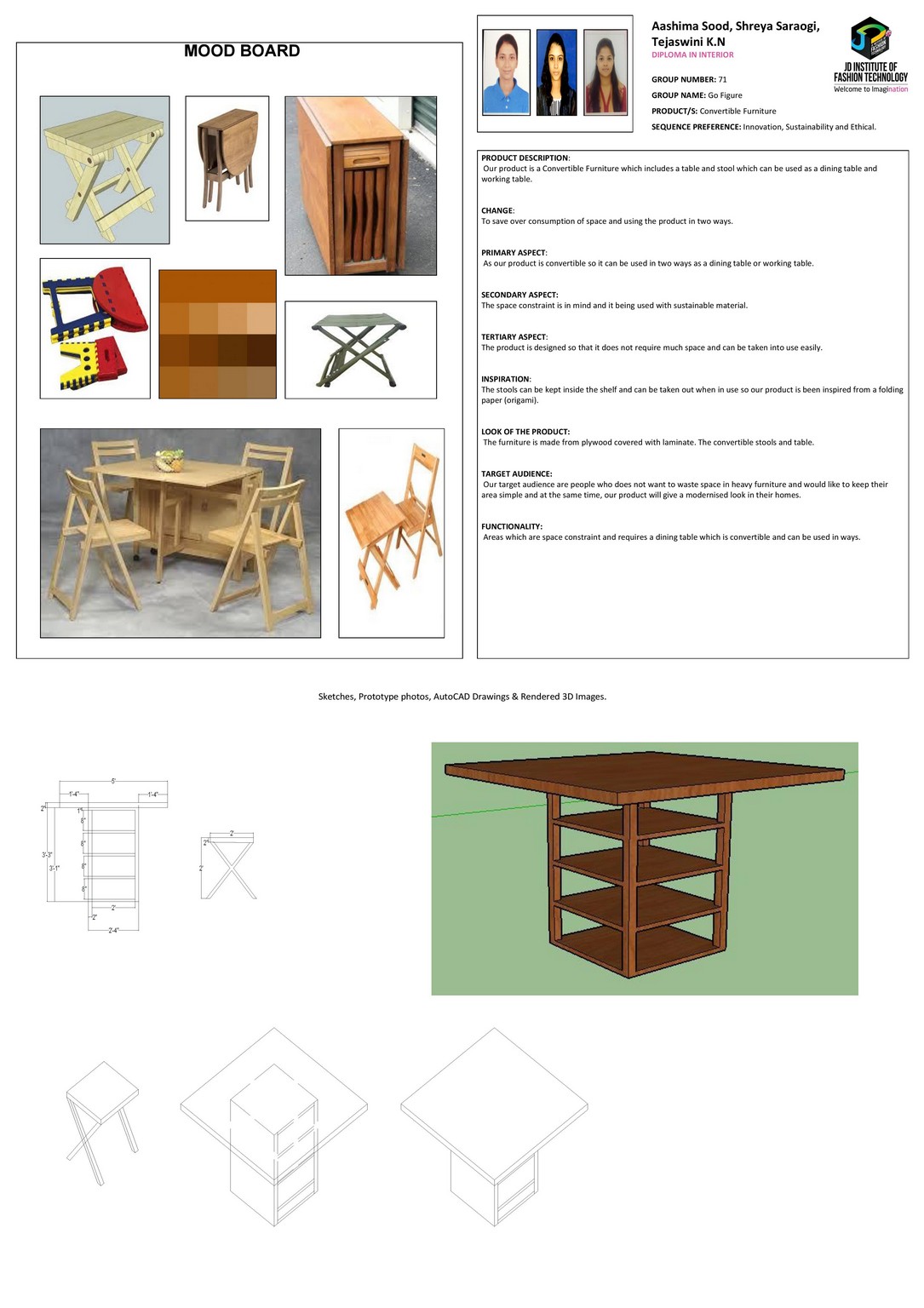 Foldable Dining Table – CHANGE – JD ANNUAL DESIGN AWARDS 2018 | Designer: Aashima Sood, Shreya Saraogi, Tejaswini K.N | Photography : Jerin Nath (@jerin_nath) foldable dining table - foldable - Foldable Dining Table – CHANGE &#8211; JD Annual Design Awards 2018