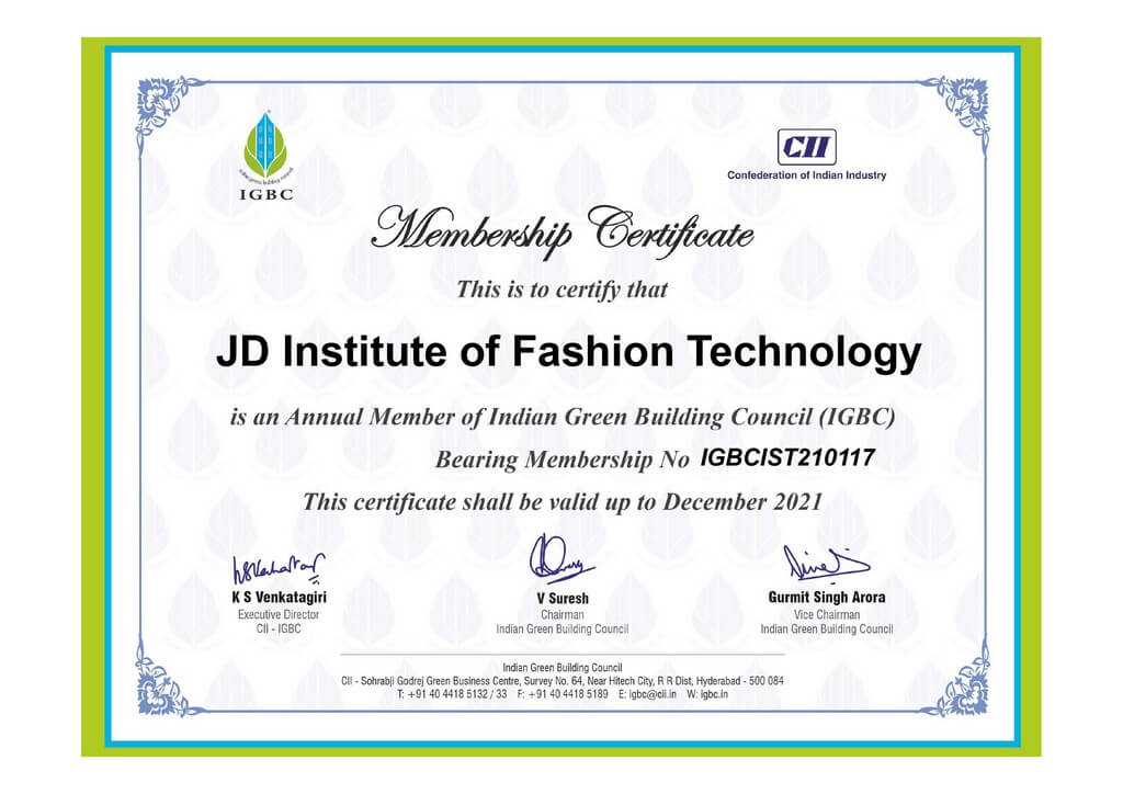 Honorary membership awarded to JD by Indian Green Building Council