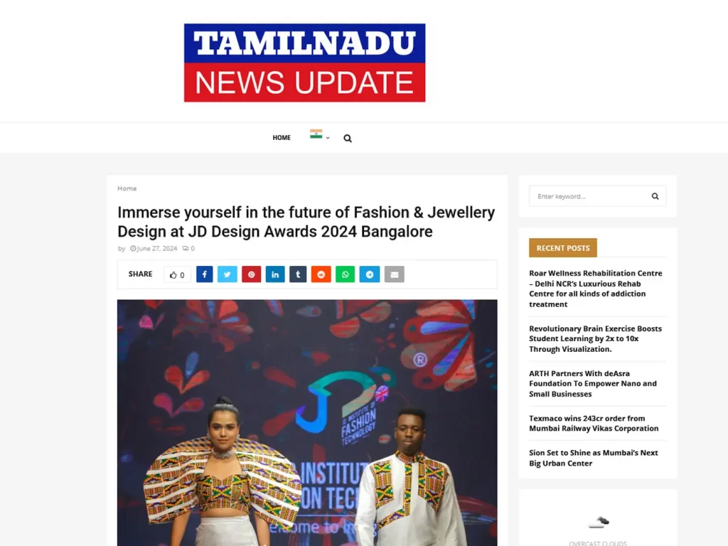 Immerse yourself in the future of Fashion & Jewellery Design at JD Design Awards 2024 Bangalore Tamilnadu news Update