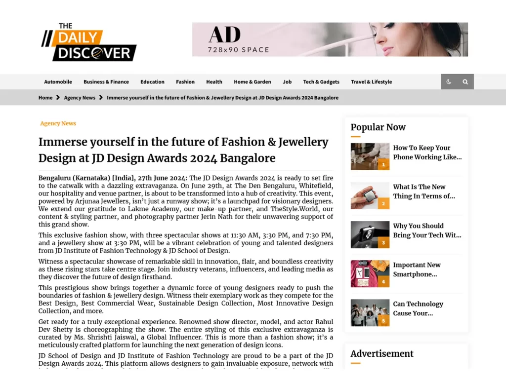 Immerse yourself in the future of Fashion & Jewellery Design at JD Design Awards 2024 Bangalore The daily Discover