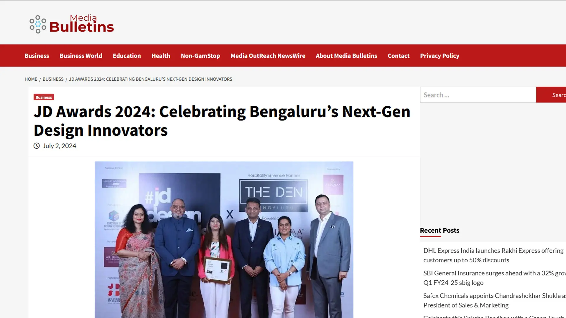 JD Awards 2024 Celebrating Bengaluru’s Next Gen Design Innovators Media Bulletins